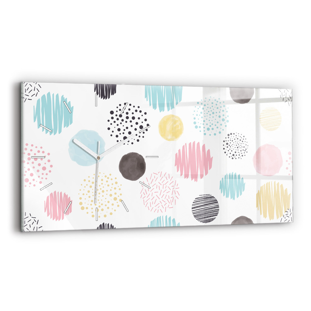 Horizontální skleněné hodiny nástěnné Geometrický vzor