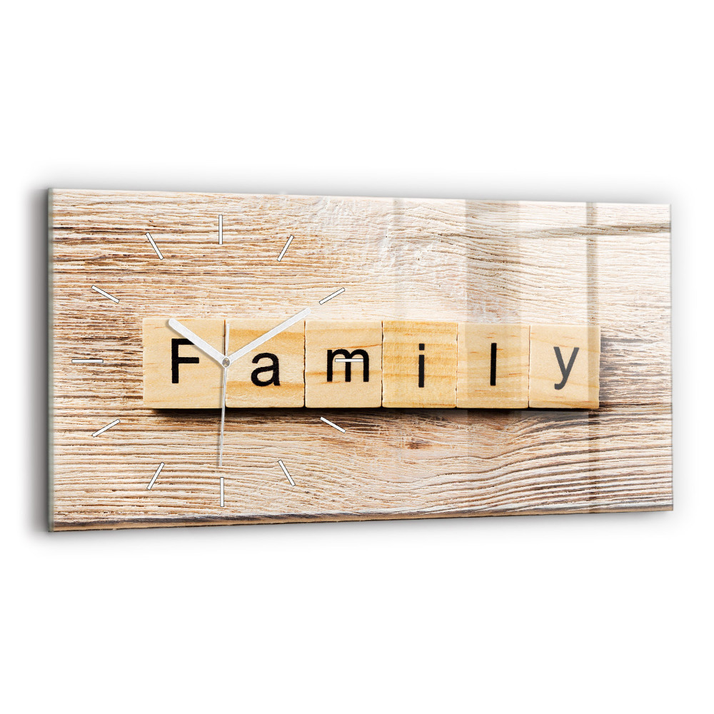 Horizontální nástěnné hodiny Rodinný nápis