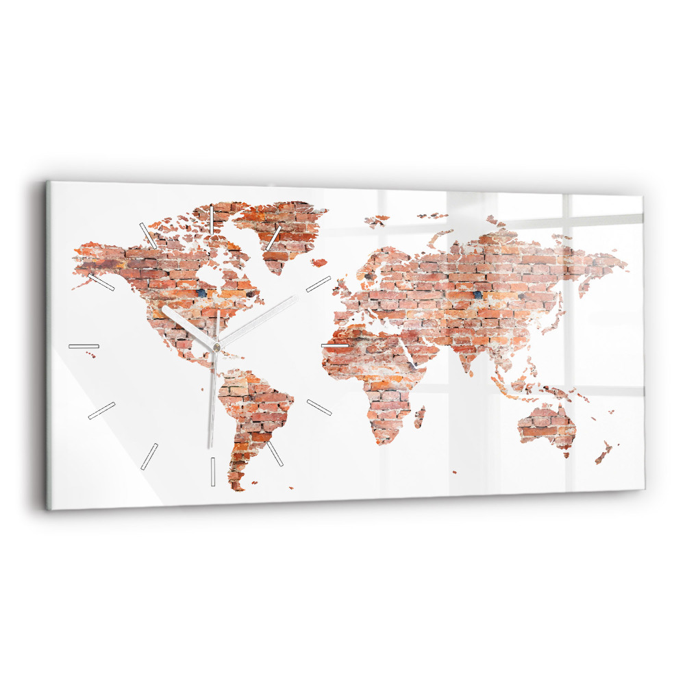 Horizontální nástěnné hodiny Stará cihlová mapa