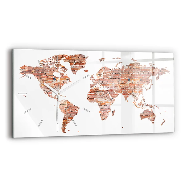 Horizontální nástěnné hodiny Stará cihlová mapa