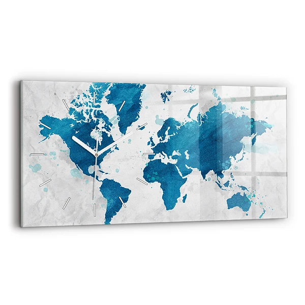 Horizontální nástěnné hodiny Mapa světa