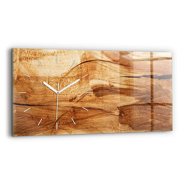 Horizontální nástěnné hodiny Textura dřeva