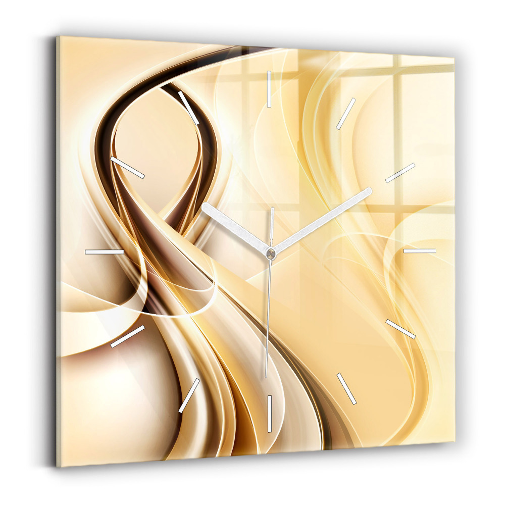 Skleněné nástěnné hodiny čtvercové Abstraktní vlny
