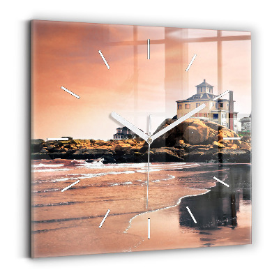 Skleněné nástěnné hodiny čtvercové Shermanovo pobřeží