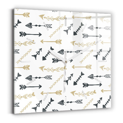 Hodiny na skle čtvercové Geometrický hipsterský vzor