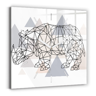 Hodiny na skle čtvercové Geometrický vzor