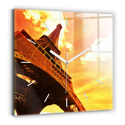 Skleněné nástěnné hodiny čtvercové Eiffelova věž v Paříži