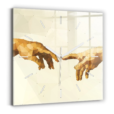 Skleněné nástěnné hodiny čtvercové Stvoření Adama