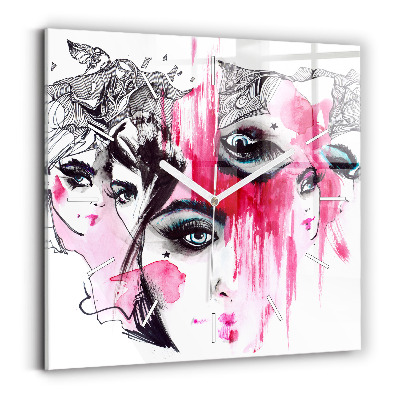 Skleněné nástěnné hodiny čtvercové Abstrakce mnoha tváří