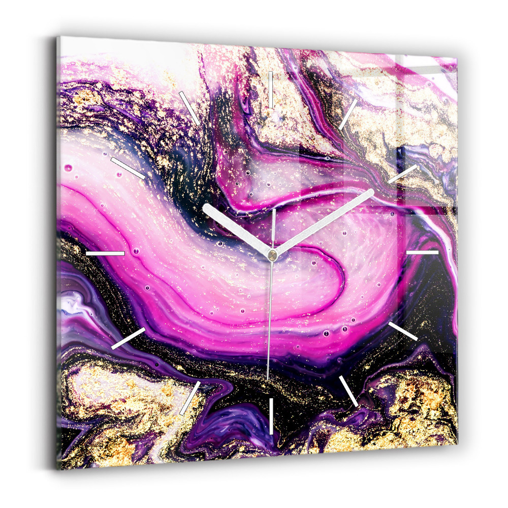 Skleněné hodiny s fotkou čtvercové Abstraktní mramor