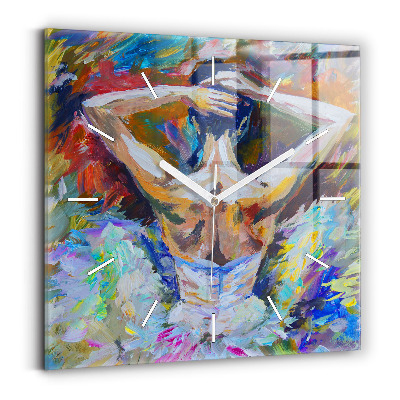 Skleněné hodiny s fotkou čtvercové Malovaná baletka