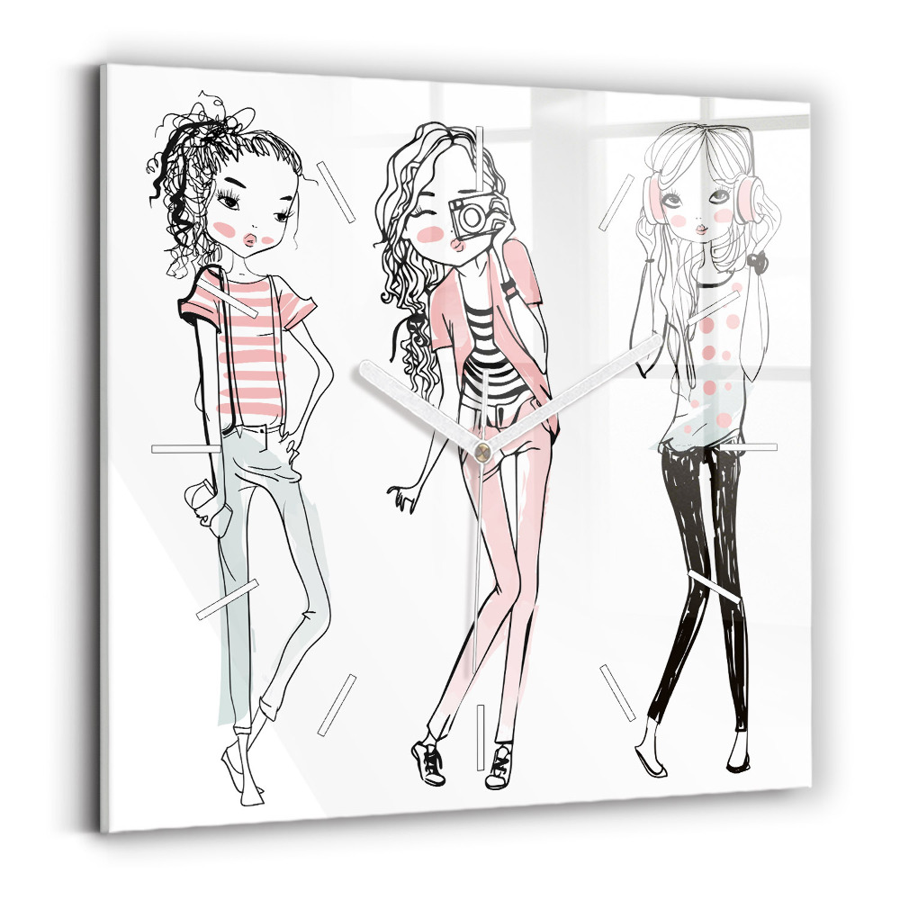 Hodiny na skle čtvercové Dámská móda