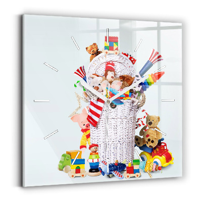 Hodiny na skle čtvercové Proutěný koš s hračkami