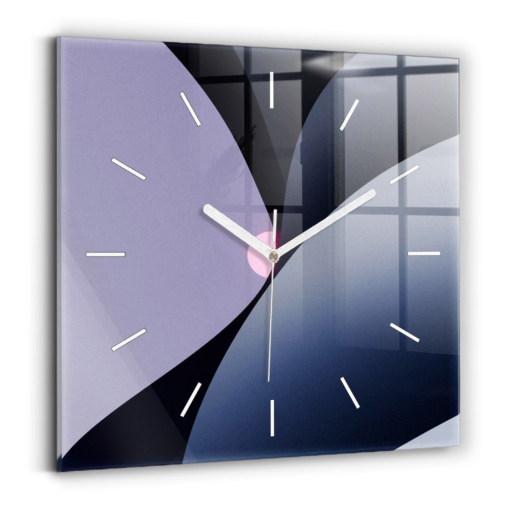 Skleněné nástěnné hodiny čtvercové Abstraktní slunce