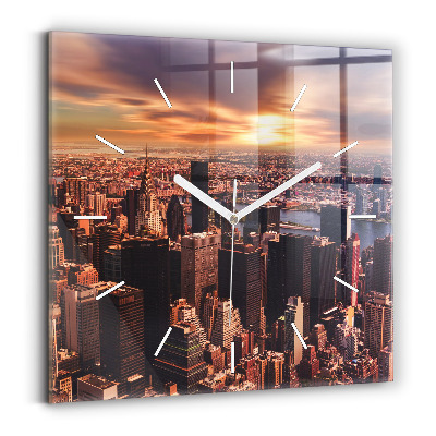 Skleněné hodiny s fotkou čtvercové Panorama města na západ
