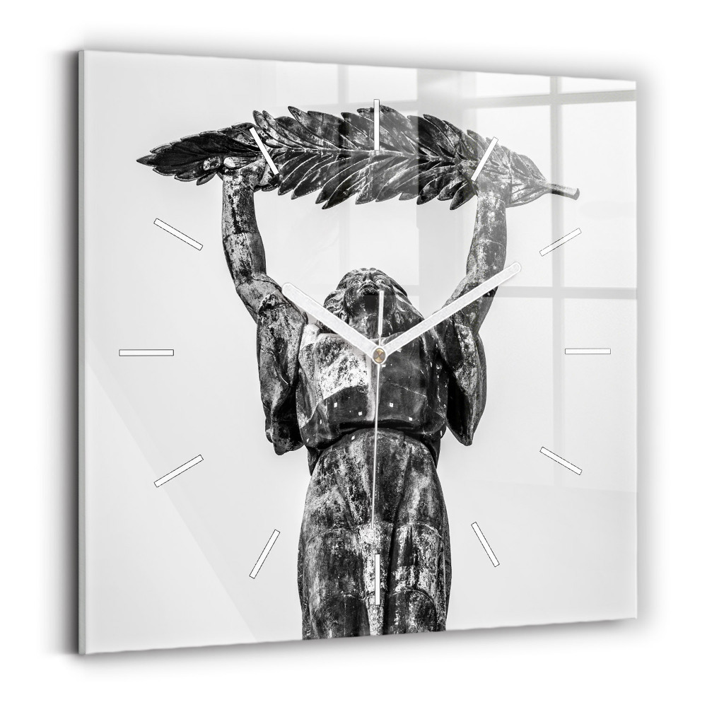 Skleněné hodiny s fotkou čtvercové Socha Svobody v Budapešti