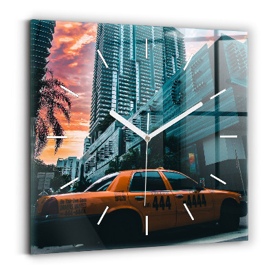 Skleněné nástěnné hodiny čtvercové Miami na Floridě