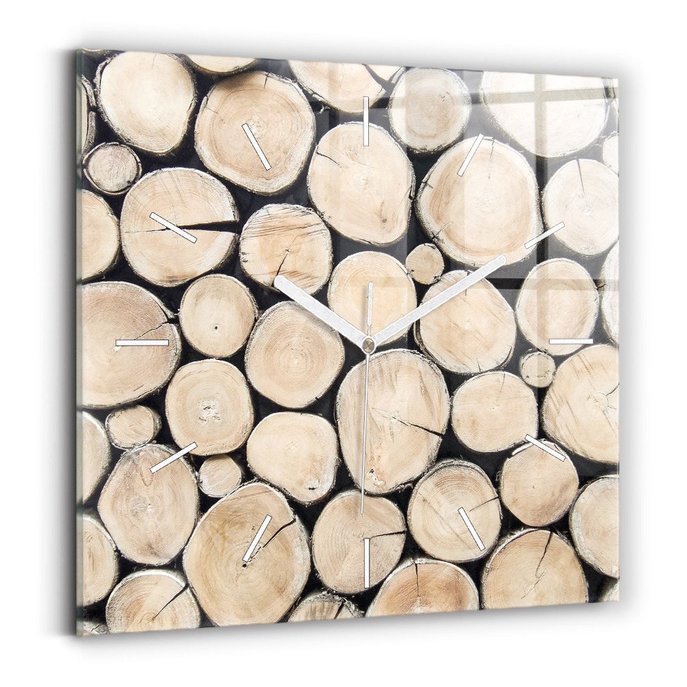Skleněné nástěnné hodiny čtvercové Odříznutý kmen stromu