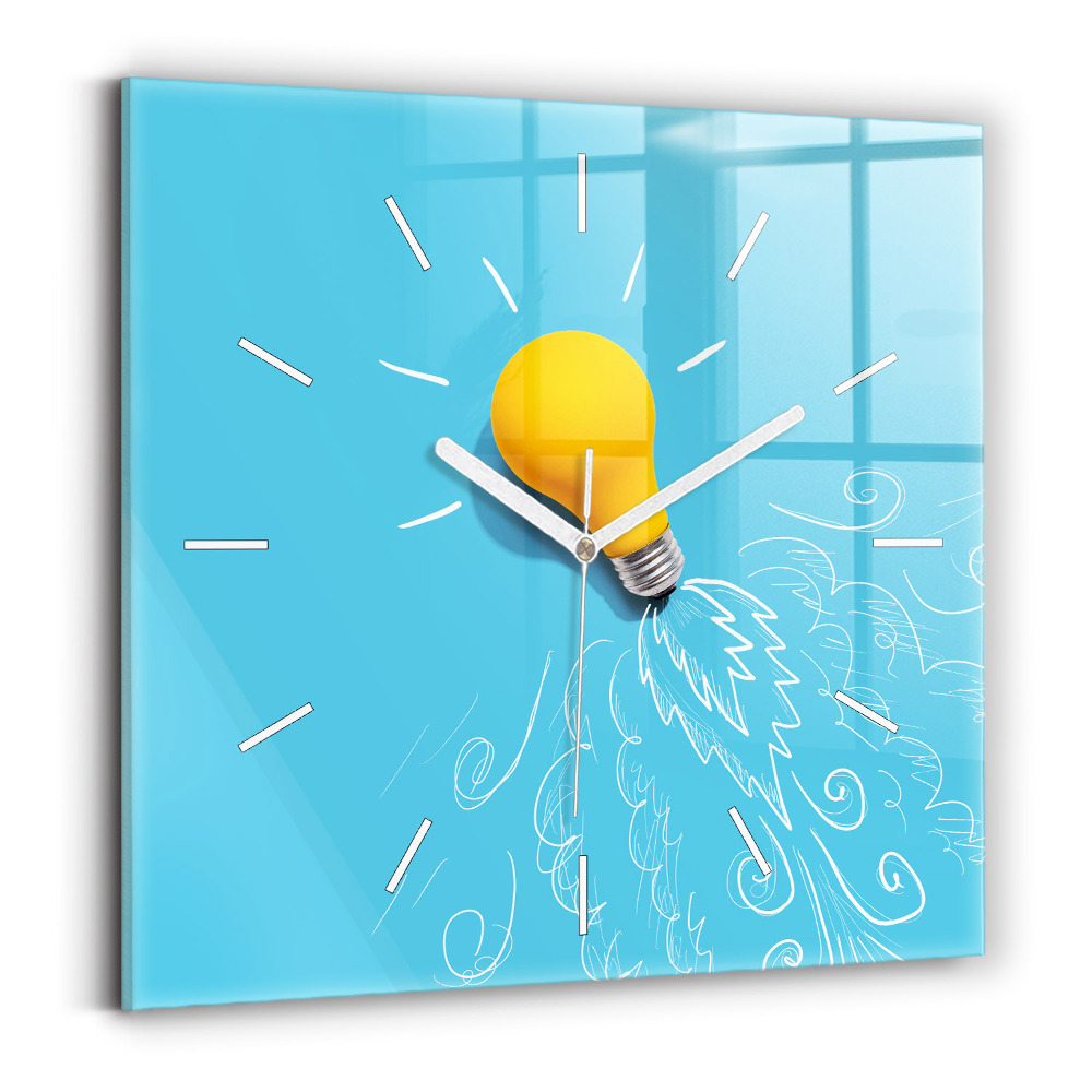 Skleněné hodiny s fotkou čtvercové Kresba žárovky