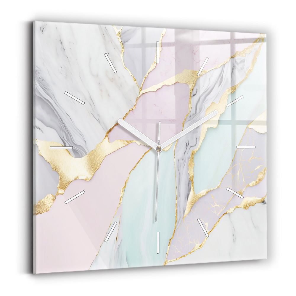 Skleněné hodiny s fotkou čtvercové Mramorový vzor