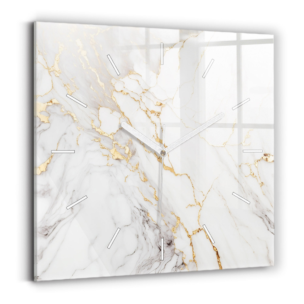 Skleněné hodiny s fotkou čtvercové Dekorativní mramor
