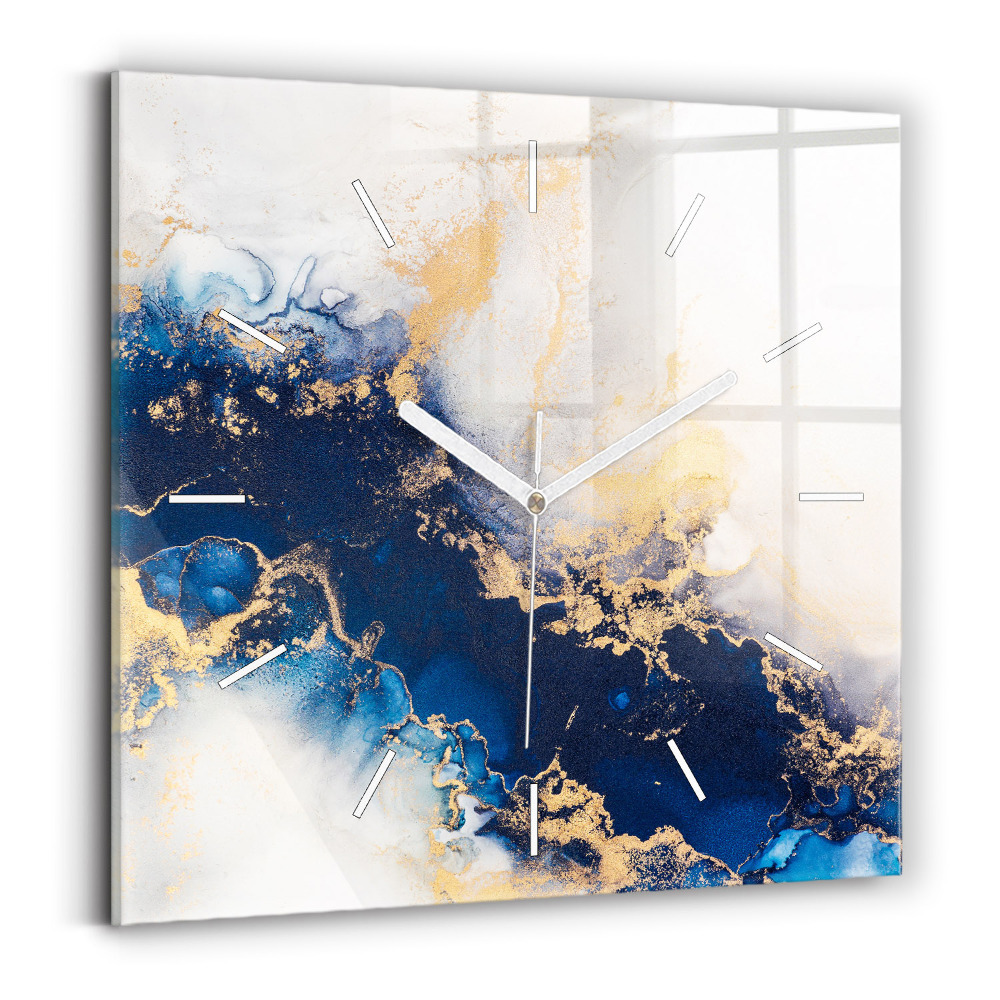 Hodiny na skle čtvercové Mramorový vzor