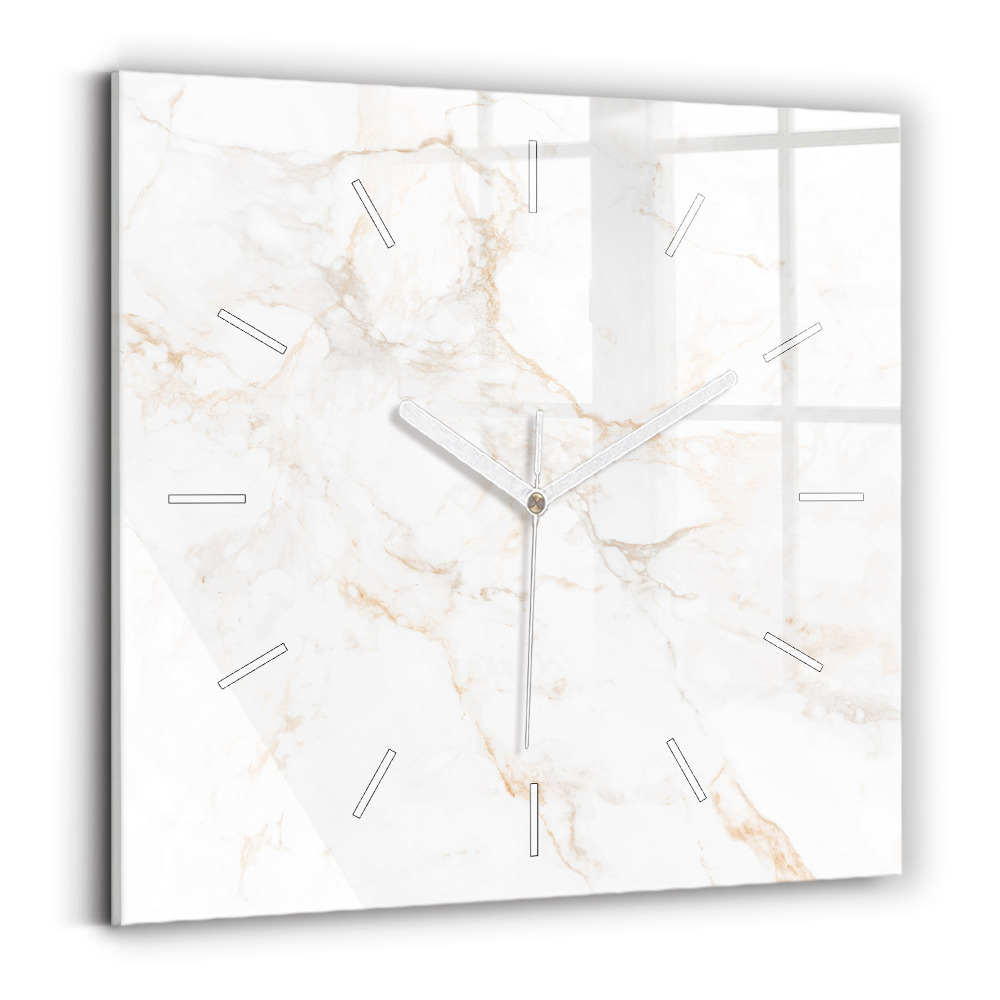 Hodiny na skle čtvercové Elegantní mramor