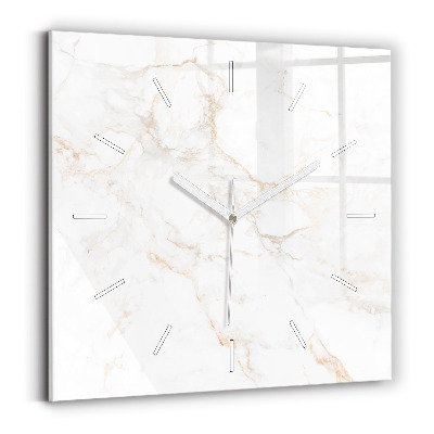Hodiny na skle čtvercové Elegantní mramor