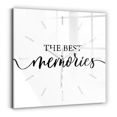 Hodiny na skle čtvercové Vzpomínkový nápis