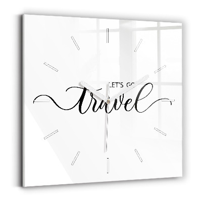Hodiny na skle čtvercové Cestovní nápis