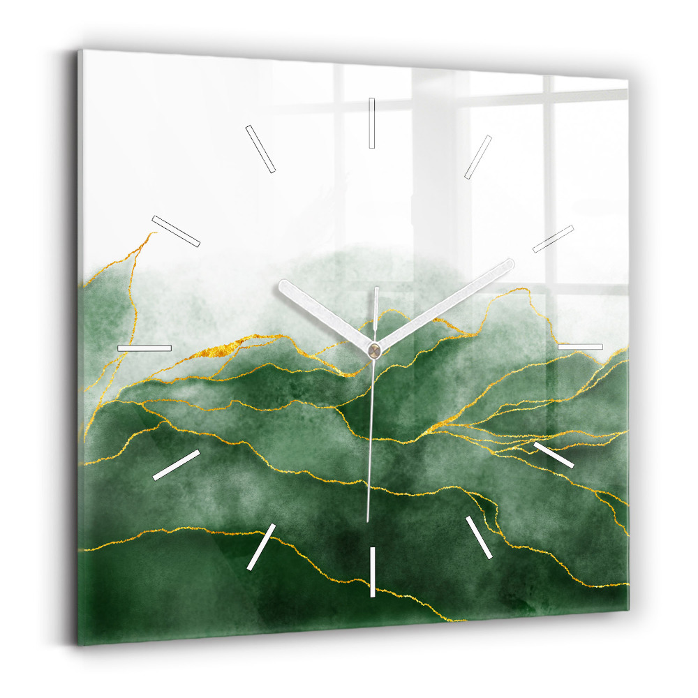 Hodiny na skle čtvercové Abstraktní listy