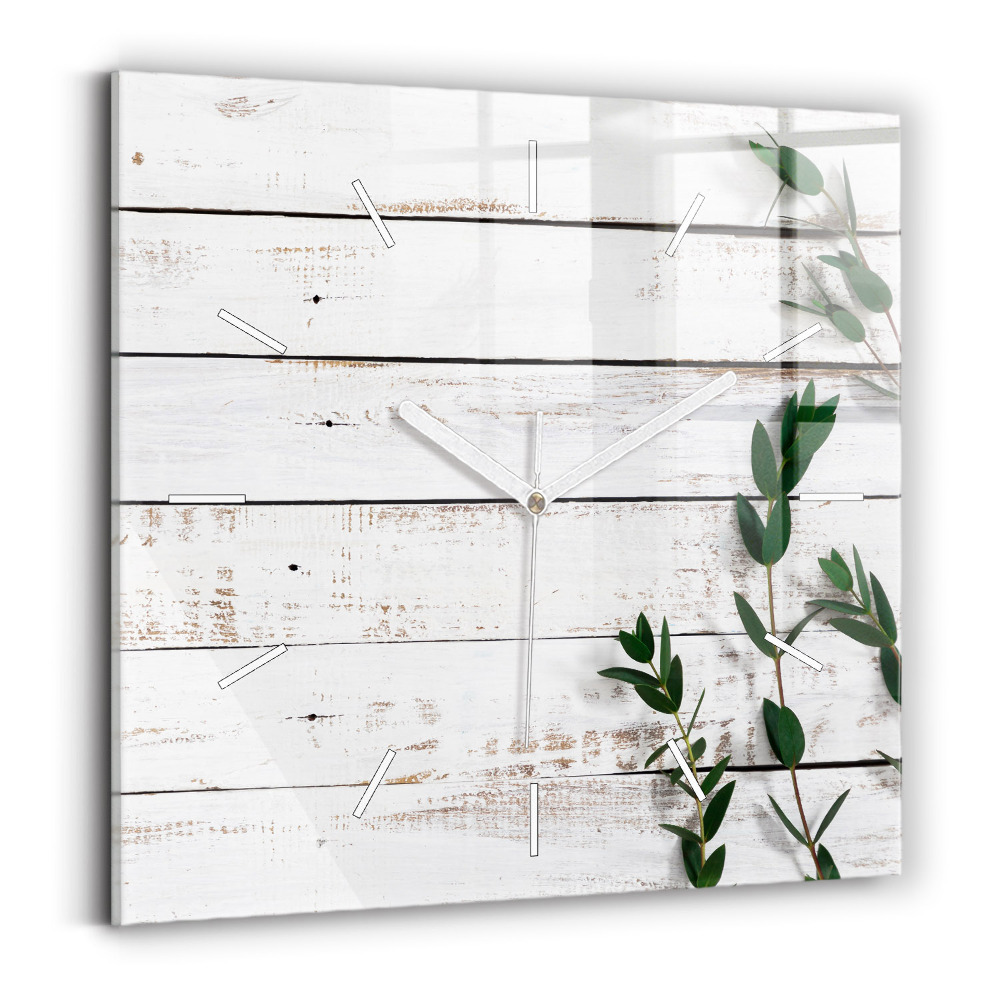 Hodiny na skle čtvercové Lehká dřevěná prkna