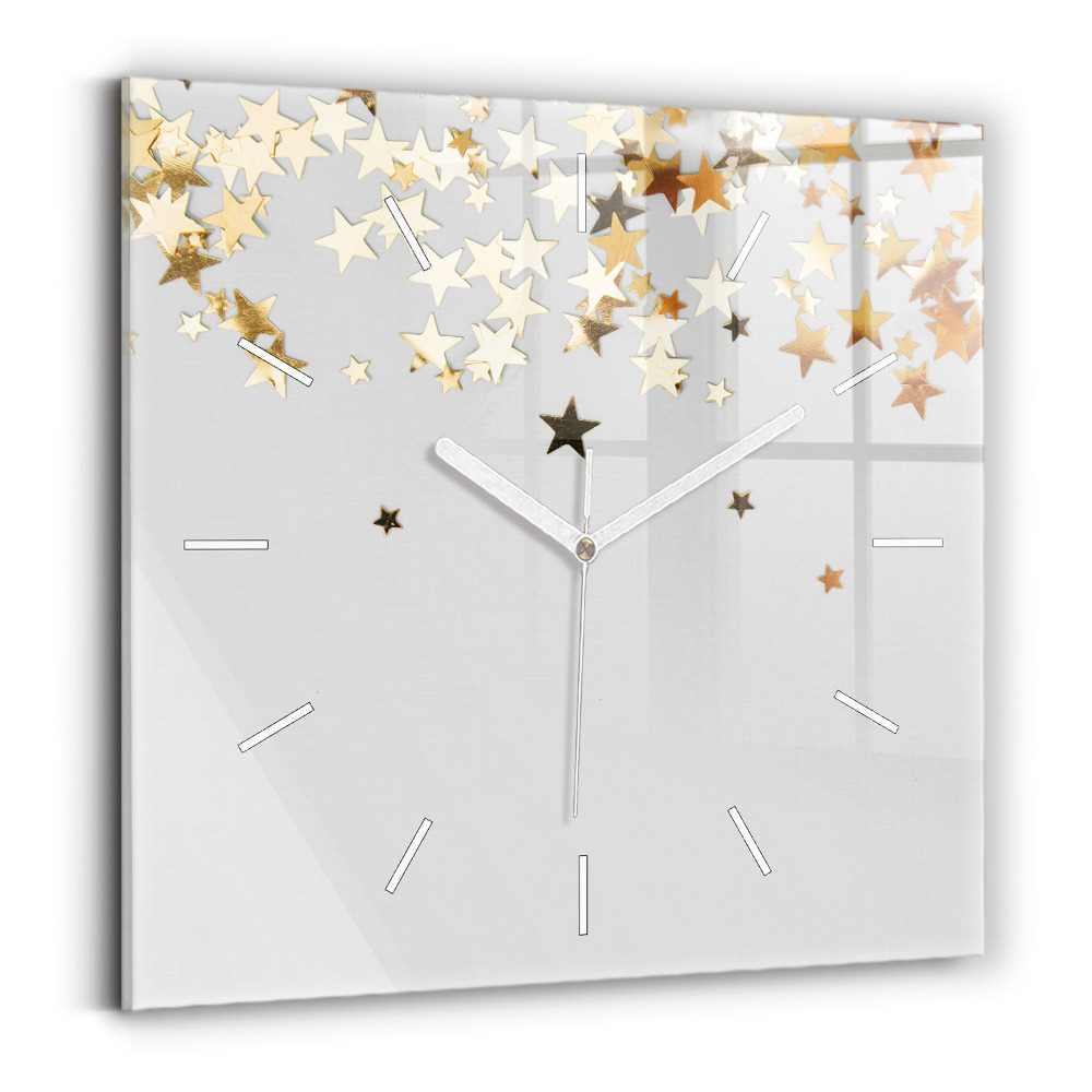 Hodiny na skle čtvercové Hvězdy na světlém pozadí