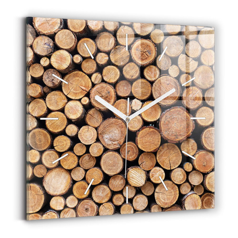 Hodiny na skle čtvercové Kruhy stromů