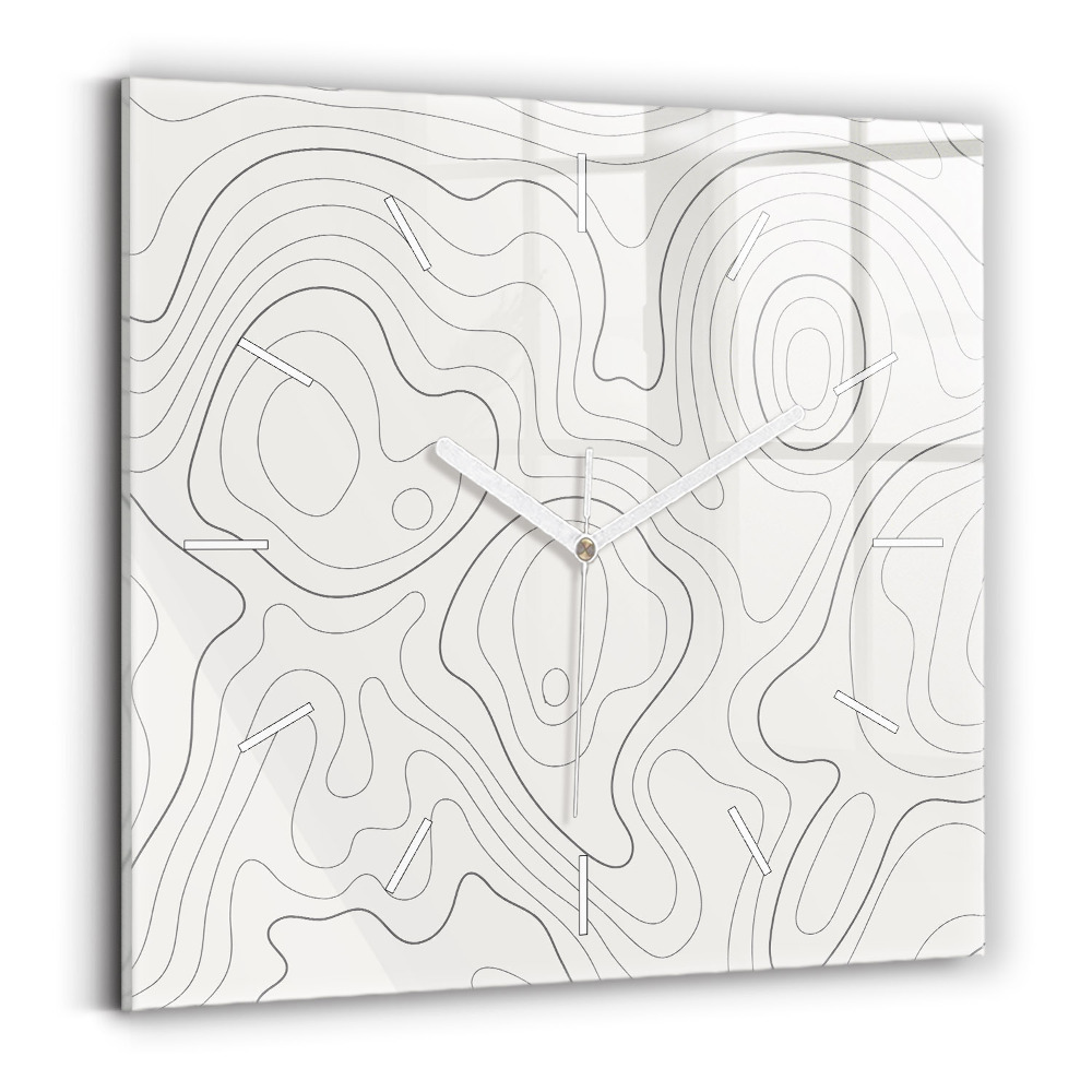 Hodiny na skle čtvercové Skvrny abstraktní
