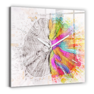 Hodiny na skle čtvercové Abstraktní mozek
