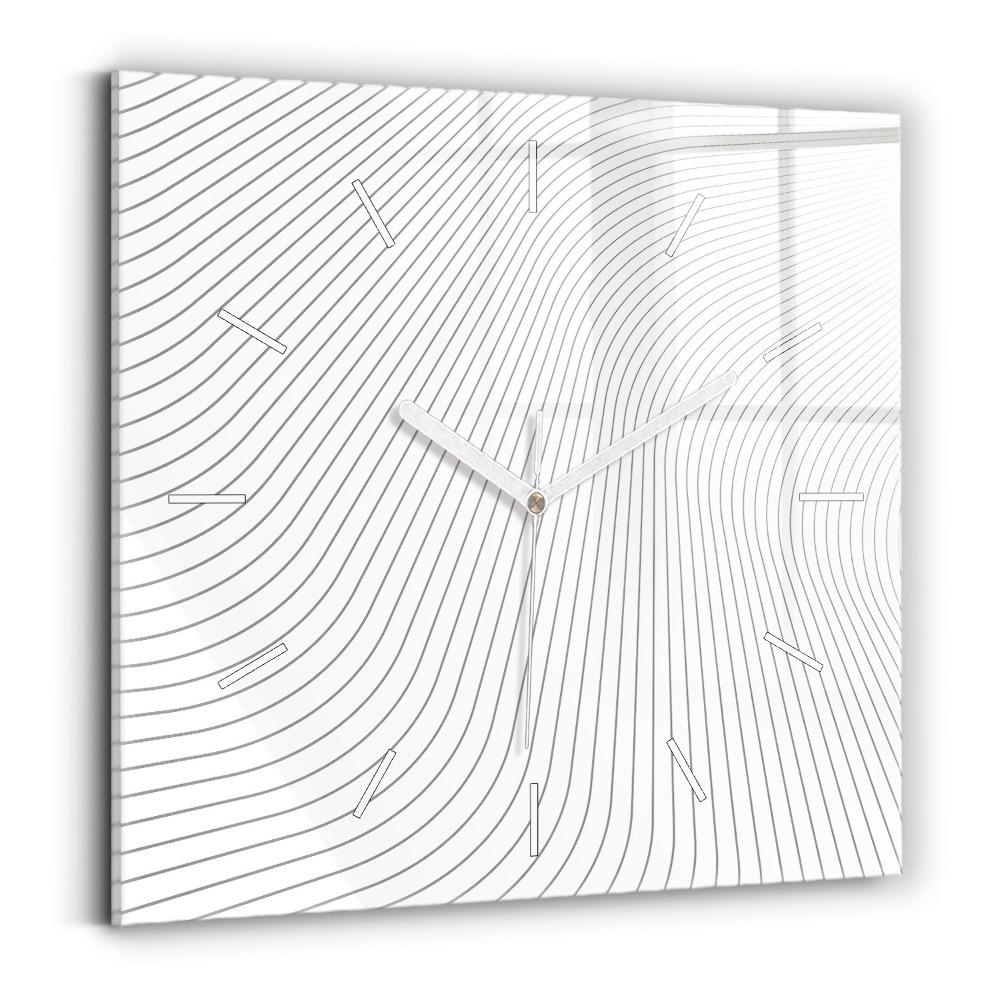 Hodiny na skle čtvercové Čáry abstraktní