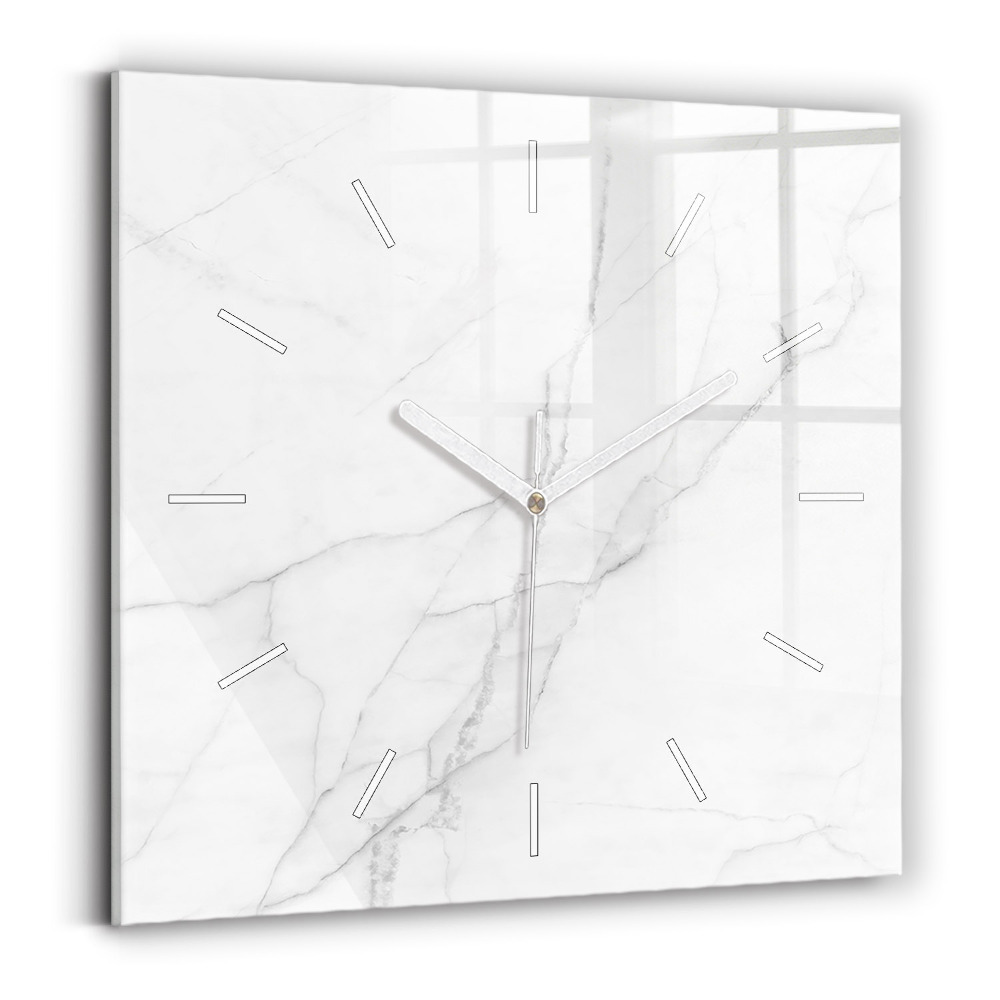 Hodiny na skle čtvercové Dekorativní mramor