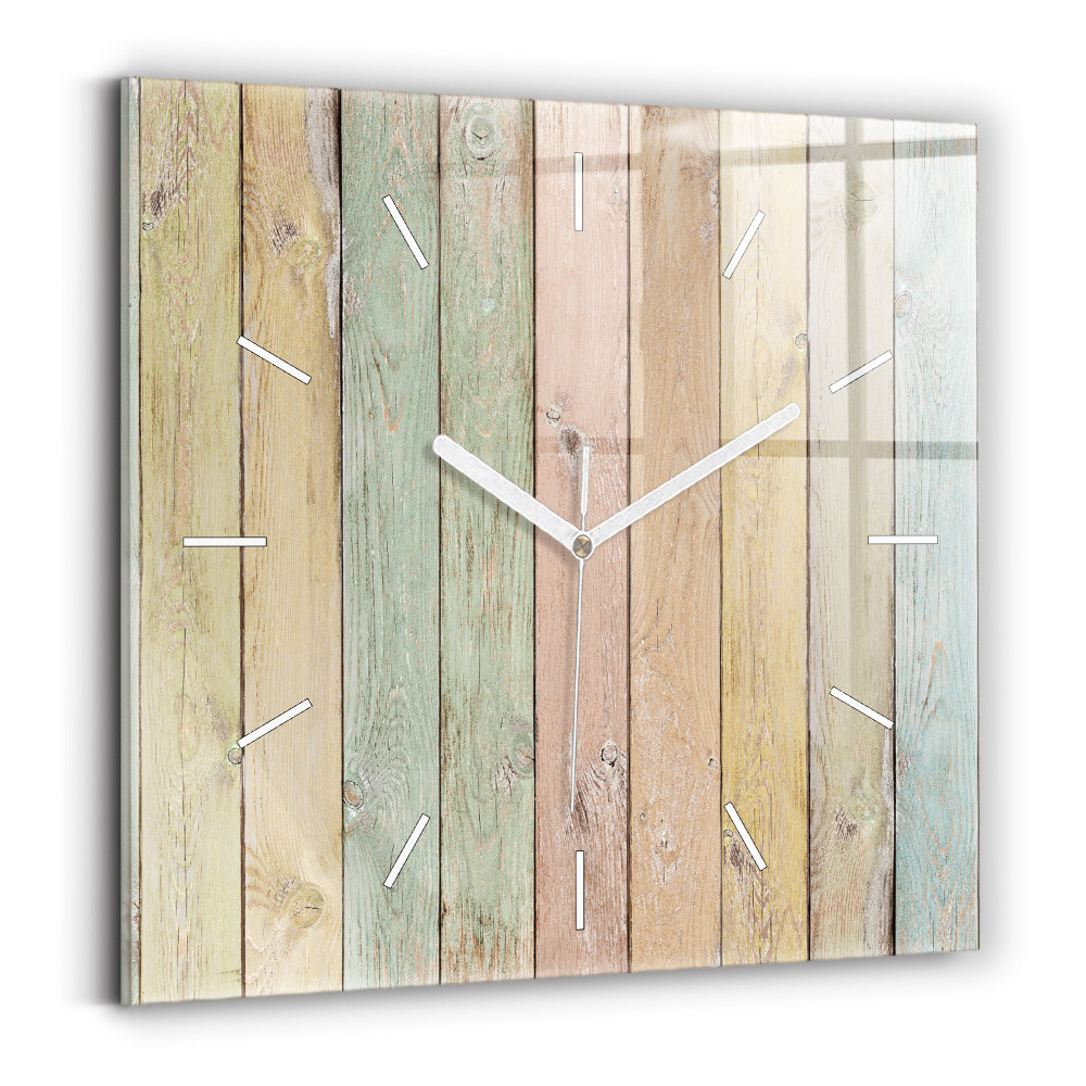 Skleněné nástěnné hodiny čtvercové Barevné desky