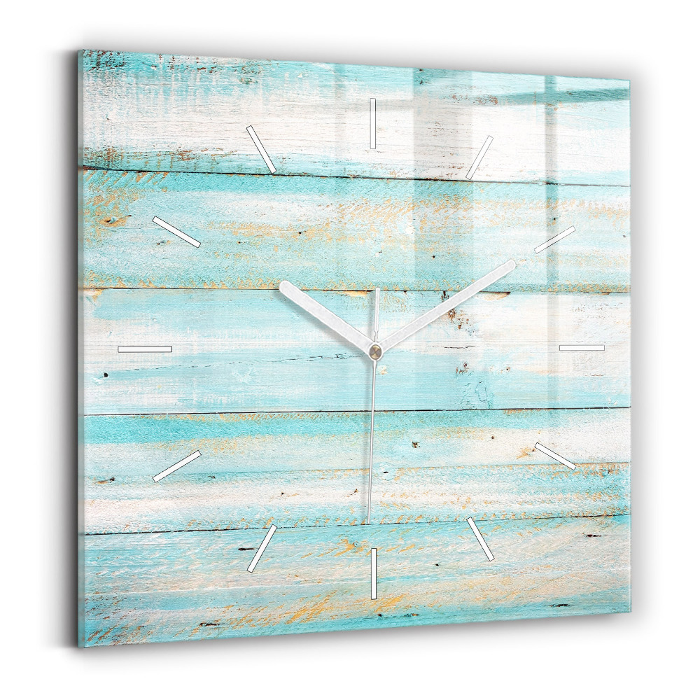 Skleněné nástěnné hodiny čtvercové Modré desky