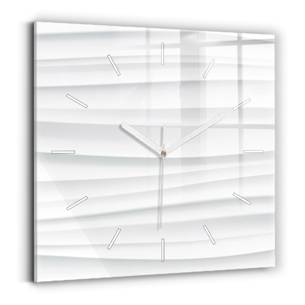 Skleněné nástěnné hodiny čtvercové Textura vln