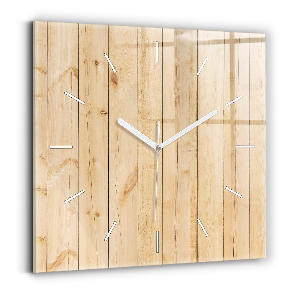 Skleněné hodiny s fotkou čtvercové Dřevěná prkna