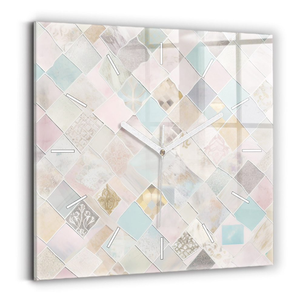 Skleněné hodiny s fotkou čtvercové Barevné dlaždice