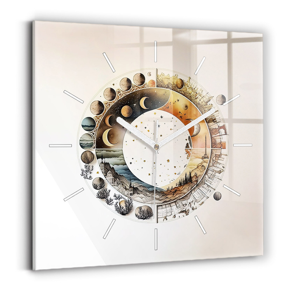 Skleněné hodiny s fotkou čtvercové Hodiny astronomie