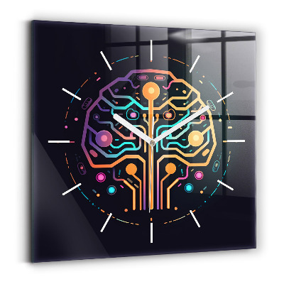 Skleněné hodiny s fotkou čtvercové Barevná abstrakce