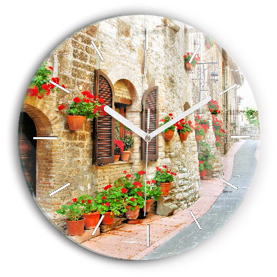 Kulaté nástěnné hodiny Malebná ulice