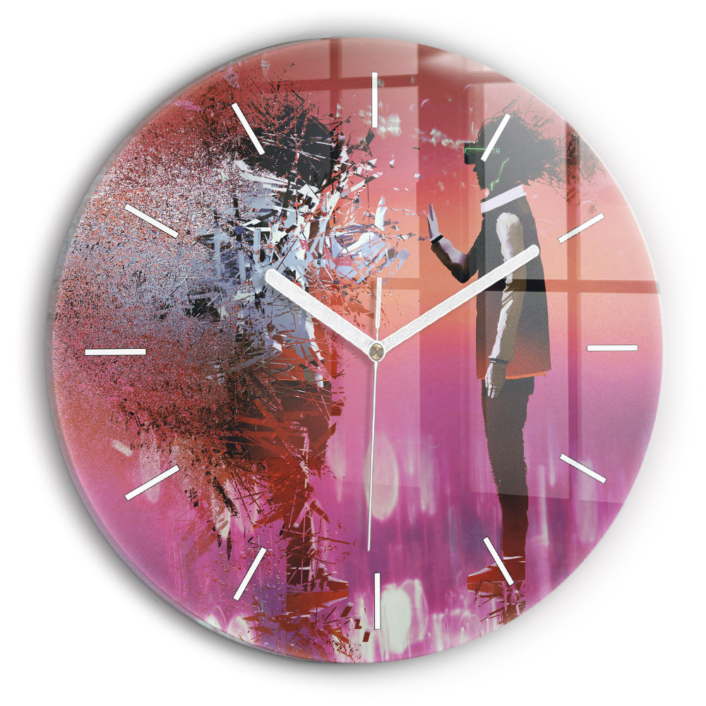 Kulaté nástěnné hodiny Kyberprostor