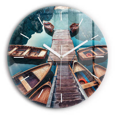 Kulaté nástěnné hodiny Plošina a jezero