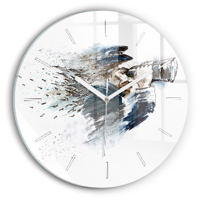 Kulaté nástěnné hodiny Kapitán s dalekohledem