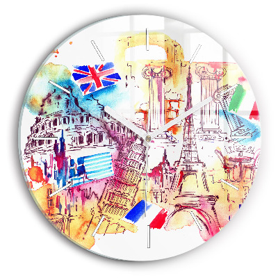 Kulaté nástěnné hodiny Atraktivní země světa